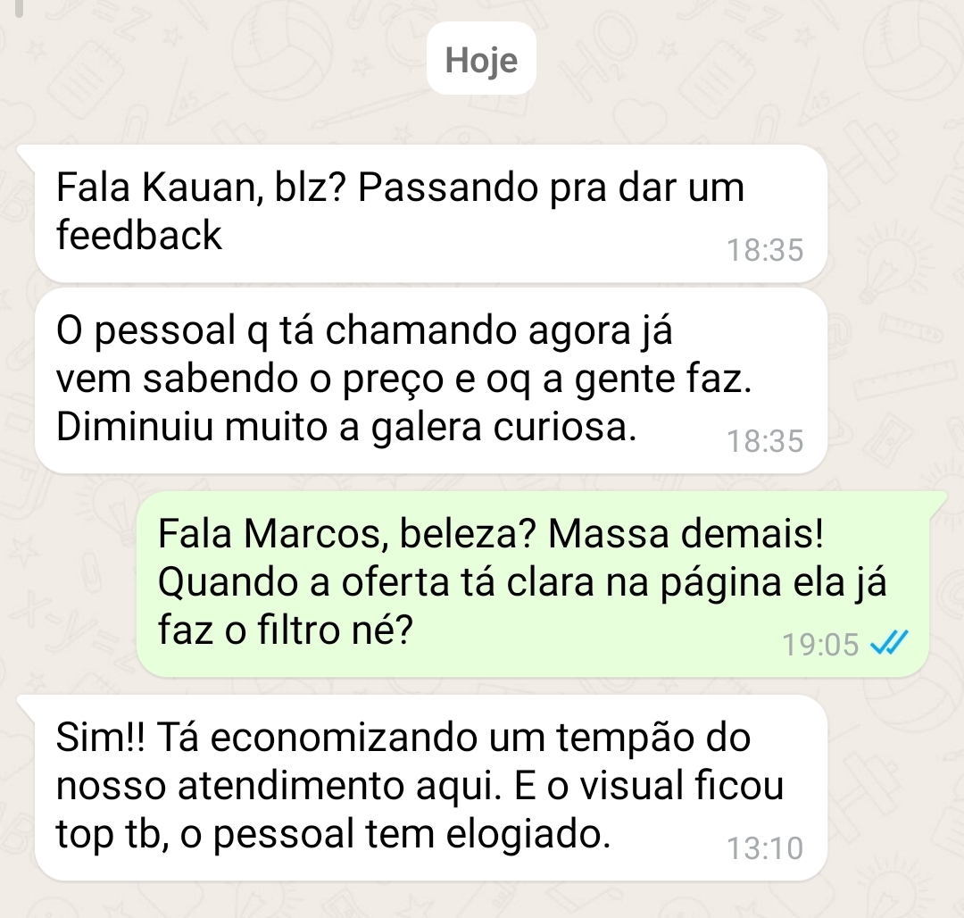 Conversa no WhatsApp com Marcos